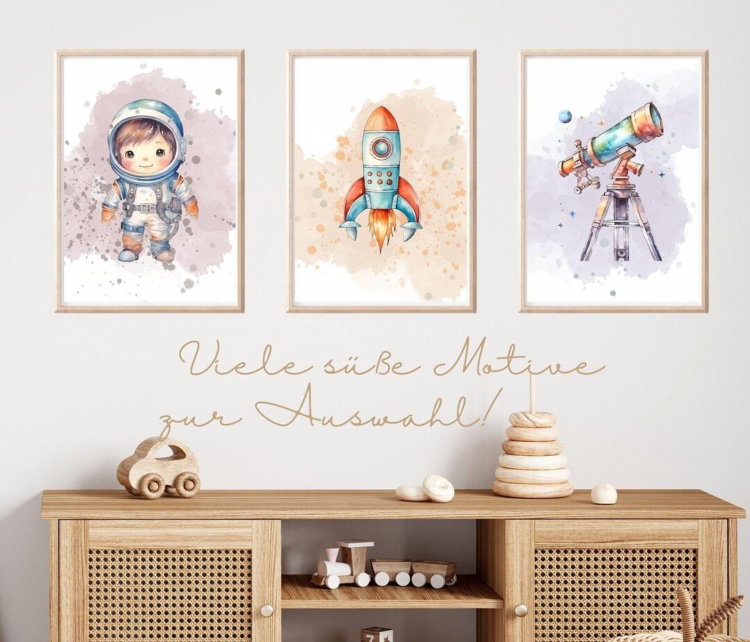 Children's Poster Astronaut Space Poster Set Pictures Astronaut Nursery ...