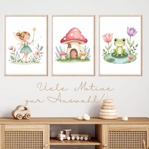 Poster Mädchen Feen Deko Kinderzimmer Mädchen Märchenwald Fee Wandbild Kinderzimmer Fairy Bilder Geschenk Mädchen Fee rosa Deko Märchenwald
