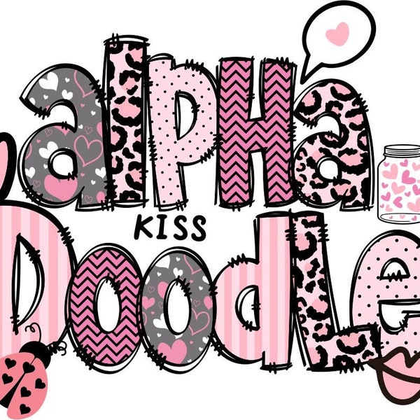 Valentine's Day Alphabet PNG, Valentines Letters, Valentines Doodle, Love Letter, Valentine, Sublimation, Bundle, Alpha Pack