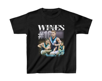 Kids Vintage AFL T-shirt | Port Adelaide Ollie Wines | 90s Inspired t shirt | Australian Rules Football | WAFL, VFL, sanfl