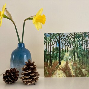Landschap Wenskaart- Forest View- Handgemaakte Groet-Verjaardagskaart- Originele Kunstwerken