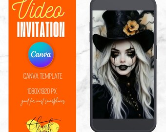 Video de invitación animada de bruja para fiesta de Halloween: Plantilla editable de Canva