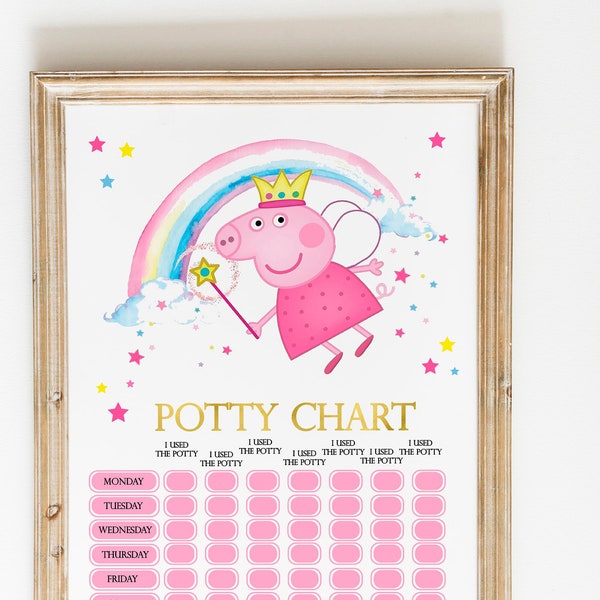 Peppa Pig Potty Chart, Printable Potty Training Prize Chart for girls, Toddler Chart, Peppa Pig Label Chart, Reward chart, Sticker chart