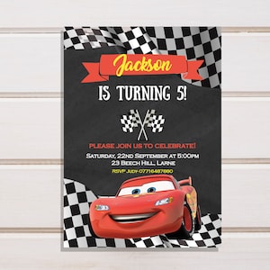 Cars Birthday Invitation, Lighting McQueen Birthday Invitation, Cars boy birthday invitation, Kids party invites, Cars Invitations