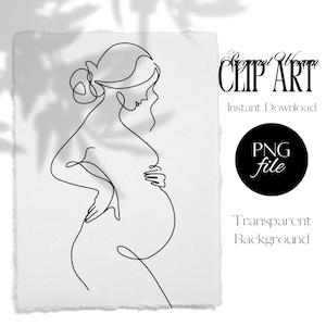 Schwangere Frau Clip Art Linie Kunst PNG Datei Digitales Ausmalbild Schwangerschaft Abstrakte Illustration Bauch Babyparty Clipart