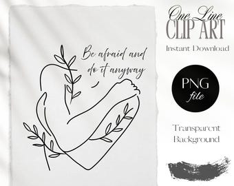 Floral Woman Line Art: Inspirational Silhouette PNG (Digital Download)