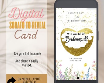 Will You Be My Bridesmaid proposal - digital scratch off card