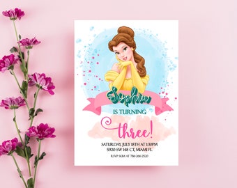 Beauty and the Beast Birthday Invitations: Fairytale Theme (JPEG File)
