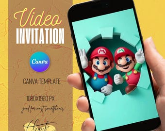 Modern Super Mario Birthday Video Invitation