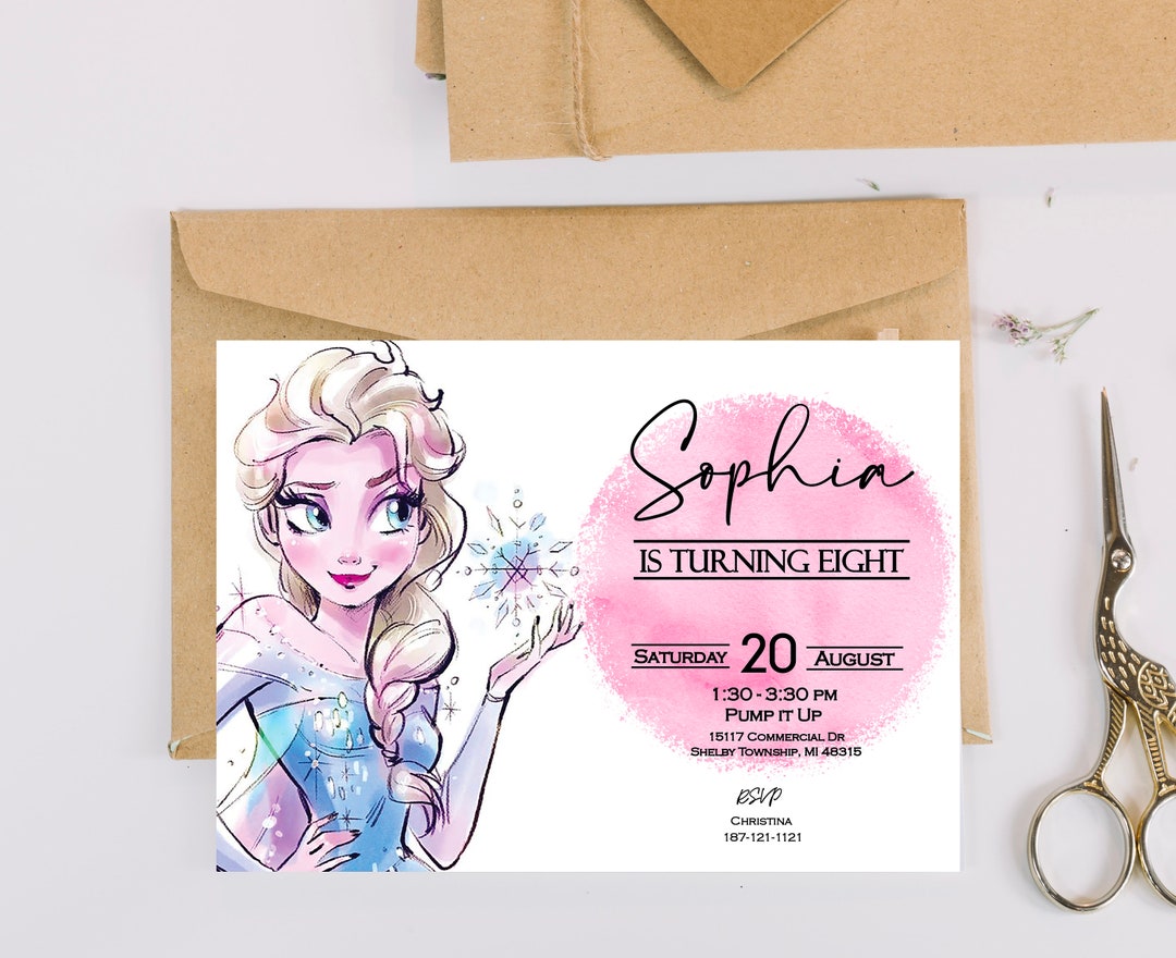 Elsa From Frozen Birthday Invitations, Frozen Party Invitations, Elsa