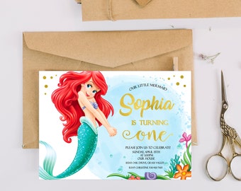 Little Mermaid Birthday Invitation: Princess Ariel Party (Digital)