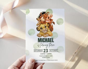 Watercolor Lion King Birthday Invitation: Jungle Safari Party (Canva Template)