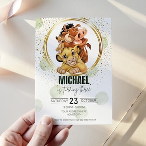 Aquarell Einladung zum Geburtstag König der Löwen: Dschungel Safari Party (Canva Template)