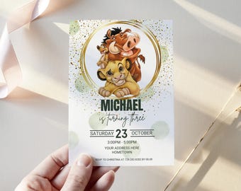 Watercolor Lion King Birthday Invitation: Jungle Safari Party (Canva Template)
