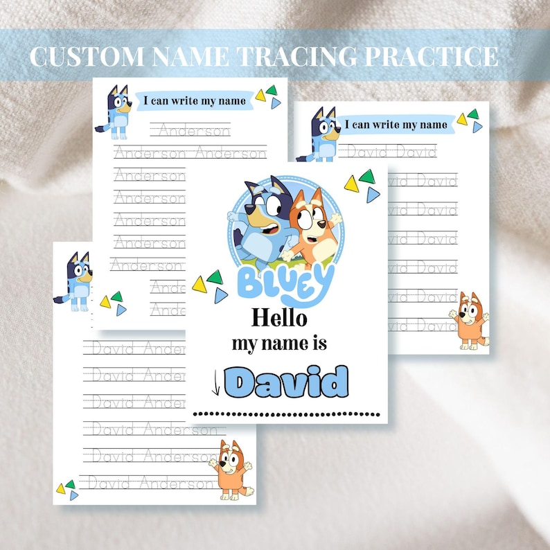Bluey Name Tracing Worksheet: Handwriting Practice (digital File ...