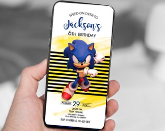 Electronic Sonic invitation, Sonic The Hedgehog birthday invitation, Mobile Sonic invites, Super Sonic party invites, E-invite