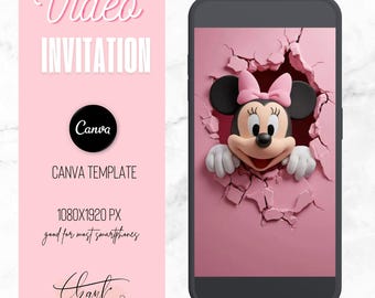 Animated Minnie Mouse Birthday video invitation