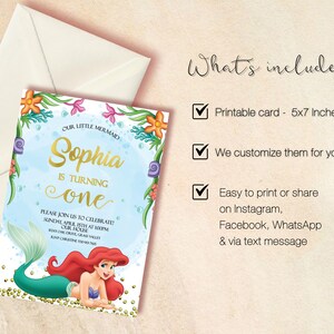 The little mermaid birthday invitations, Princess ariel party invites, Under the sea party invitations, Mermaid Invitation