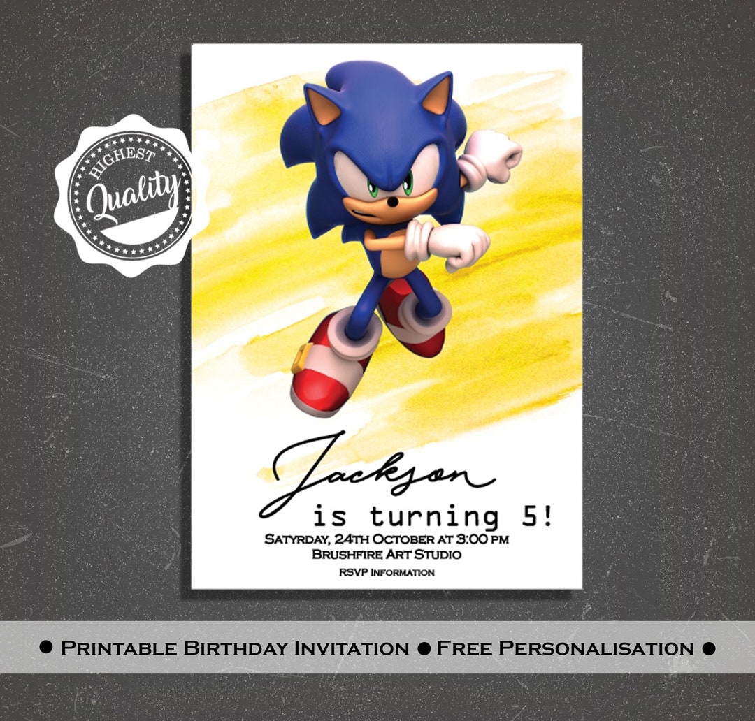 Sonic Invitations, Sonic the Hedgehog Birthday Invitations, Sonic