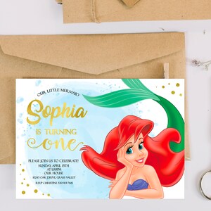 the little mermaid birthday invitations, Ariel invitation, The little mermaid invitations, under the sea birthday invitations Princess ariel