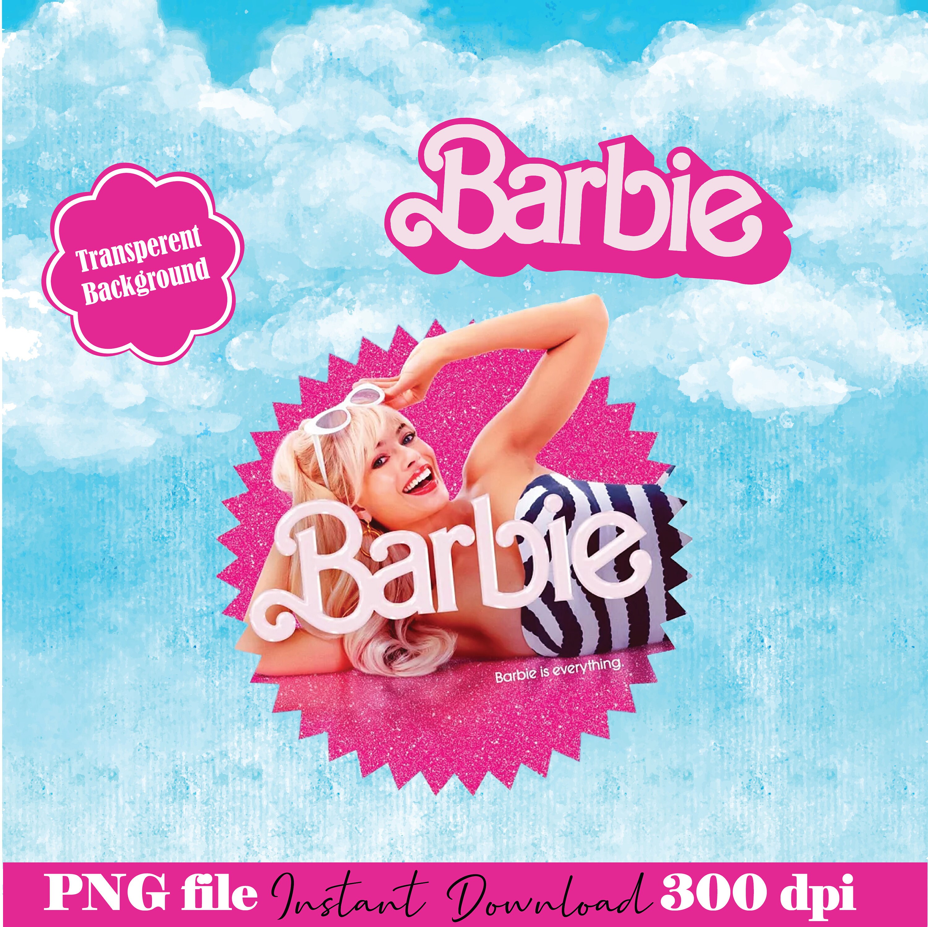 Barb Movie Clip Art, Barbi Movie Clipart PNG Illustration, Pink Doll Sublimation, Cut File