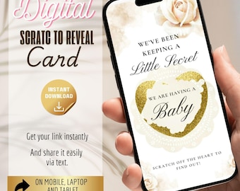 Vintage Schwangerschaftsankündigung Digitale Rubbelkarte Baby Reveal Card
