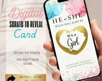 Girl Gender Reveal Digital Scratch Off Card