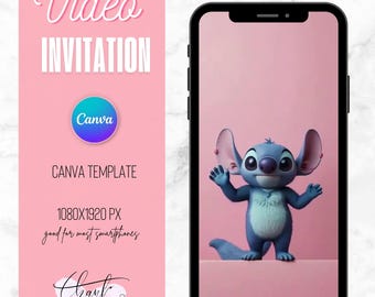 Realistische animierte Stitch-Geburtstags-Einladung für Mädchen
