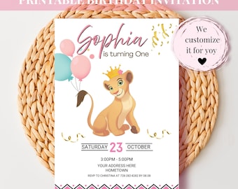 Nala Lion King Birthday Invitation: Safari Jungle Theme (Digital)