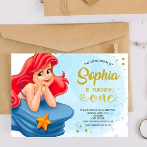 The little mermaid birthday invitations, The little mermaid party invites, Princess Ariel birthday invites, Under the sea party invitations