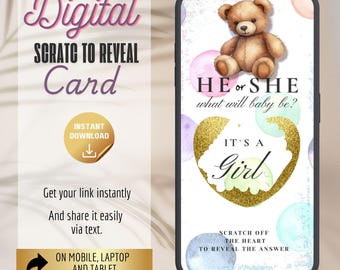 He or She? It's a Girl Gender Reveal digital scratch card