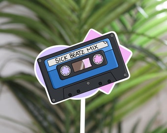 90s Nostalgia Cassette Tape Waterproof Matte Vinyl Die-Cut Sticker