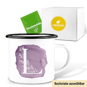 Enamel mug / &quot;Letters&quot; / Design mug made of enamel, light & robust mug, ideal gift