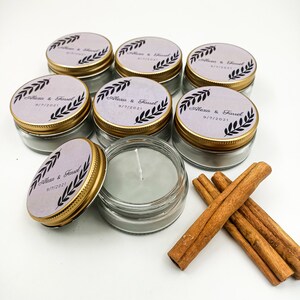 Cinnamon Scented Wedding Favors Candle – Personalized Candle Favors – Bridal Shower Favors – 2 oz Soy Candles – Wedding Favors for Guests