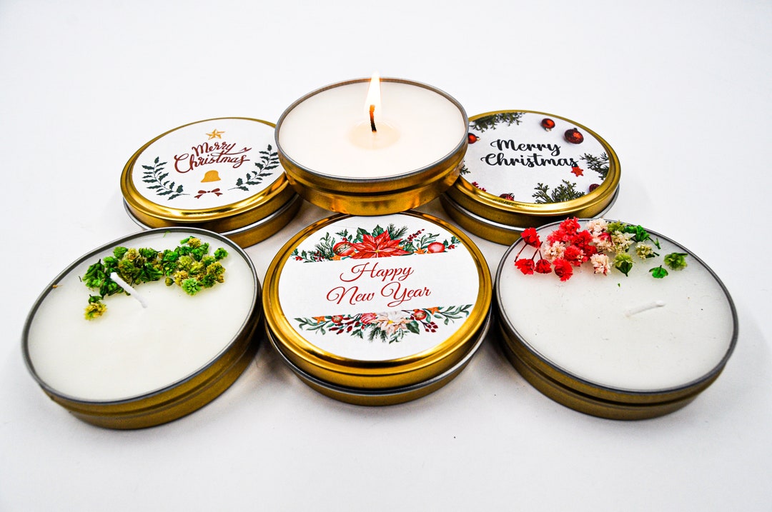 Personalized Christmas Candle Gifts in Bulk, Custom Candle Favors
