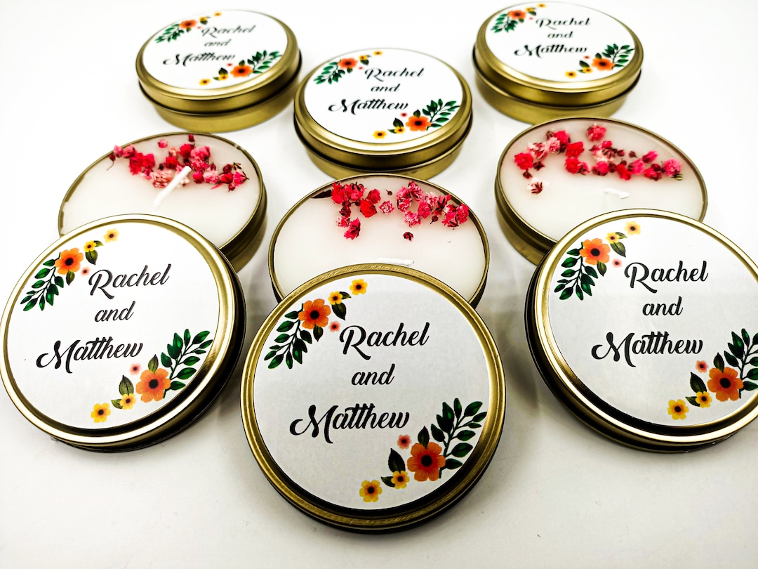 Metal Tin Candles With Personalized Labels Scented Candle Party Favors