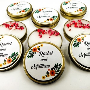 Metal Tin Candles With Personalized Labels Scented Candle Party Favors Wedding Favors