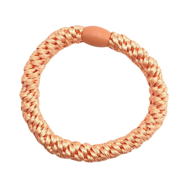 3er Set geflochtene Haargummis in Braun, Creme und Orangetönen, Schwarz , gestreift, geflochtenes Armband vielfach kombinierbar Peach