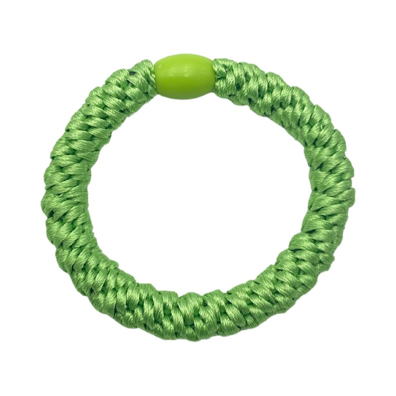 3er Set geflochtene Haargummis in Grüntönen, uni oder mit Glitzer, gestreift, geflochtenes Armband vielfach kombinierbar Hellgrün