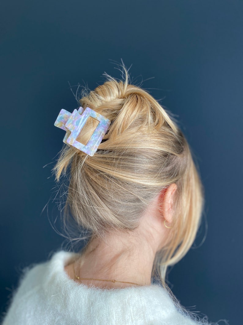 Nachhaltige Haarklammer 'The Minimalist' in bunter Schildpattoptik, aus Cellulose Acetat, große Haarspange, minimalistische Haaraccessoires Bild 8
