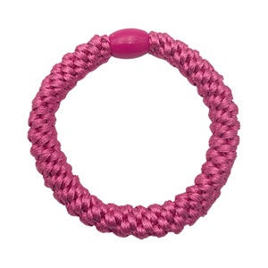 Lot de 3 élastiques à cheveux tressés rose/blanc/jaune, unis et rayés, combinables en bracelet Beere