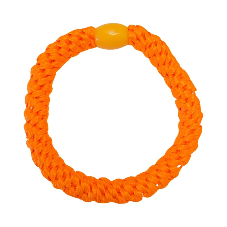 3er Set geflochtene Haargummis in Braun, Creme und Orangetönen, Schwarz , gestreift, geflochtenes Armband vielfach kombinierbar Neonorange