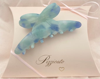 Barrette à cheveux durable Resi, aspect écaille de tortue bleu-menthe clair, forme de boucle, en acétate de cellulose, barrette à cheveux, pince à cheveux, accessoires pour cheveux, clip