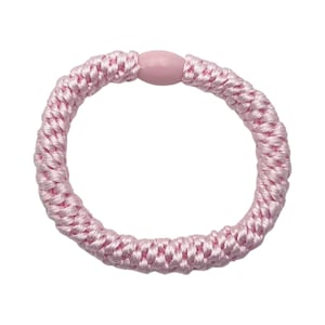 3er Set geflochtene Haargummis in Pink/Weiß/Gelb einfarbig und gestreift, als Armband kombinierbar Hellrosa