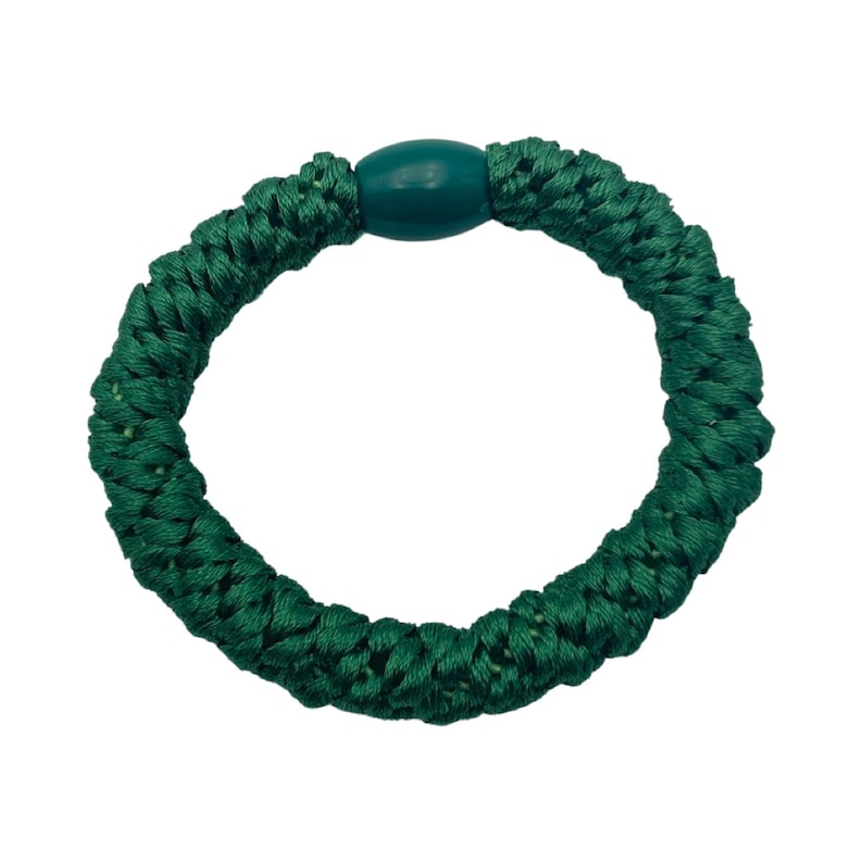 Lot de 3 élastiques à cheveux tressés dans les tons de vert, unis ou à paillettes, rayés, bracelet tressé pouvant être combiné de nombreuses façons Dunkelgrün