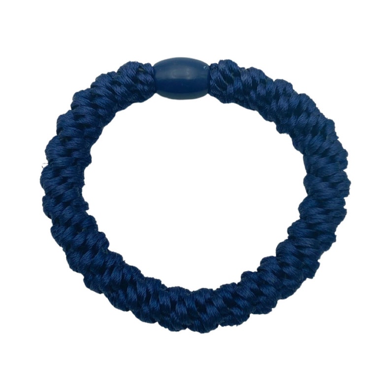 3er Set geflochtene Haargummis in Blau, Gold, Hellblau uni oder mit Glitzer, gestreift, geflochtenes Armband vielfach kombinierbar Bild 10