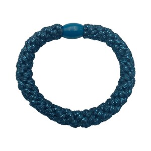 3er Set geflochtene Haargummis in Blau, Gold, Hellblau uni oder mit Glitzer, gestreift, geflochtenes Armband vielfach kombinierbar Bild 7