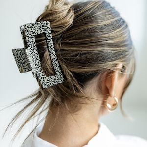 Duurzame haarclip 'The Minimalist' in zwart-wit, gemaakt van celluloseacetaat, grote haarclip, XXL haarclip, haarklem, klauwclip
