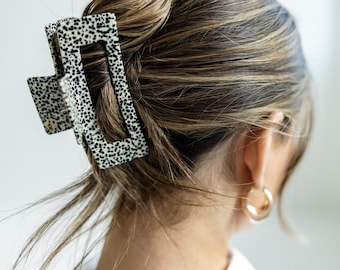 Duurzame haarclip 'The Minimalist' in zwart-wit, gemaakt van celluloseacetaat, grote haarclip, XXL haarclip, haarklem, klauwclip