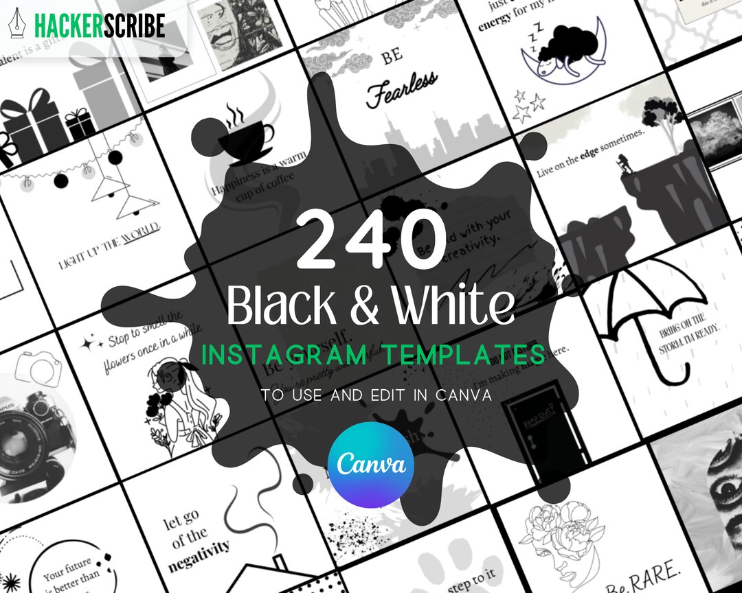 Black and White Instagram Templates Minimal Instagram Posts Etsy